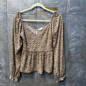 Leopard Print V-Neck Blouse by Main Strip